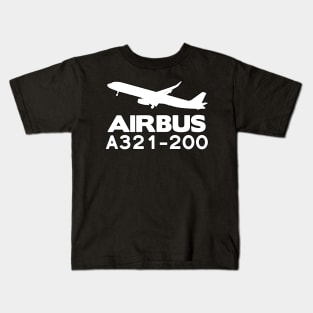 Airbus A321-200 Silhouette Print (White) Kids T-Shirt